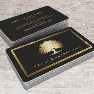Elegant Visitekaartje met metalen gouden eik