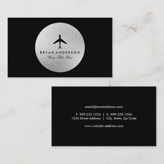 Elegant Visitekaartje van het vliegtuig (Voorkant / Achterkant)
