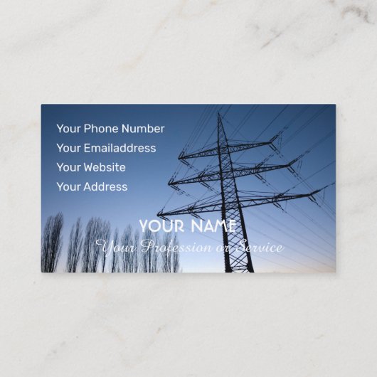 Elegant visitekaartje voor hoogspanningsdeskundige (Achterkant)