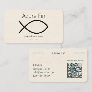 Elegant visrestaurant FISH-Logo en QR-code Visitekaartje