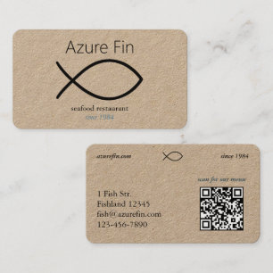 Elegant visrestaurant FISH-Logo en QR-code Visitekaartje