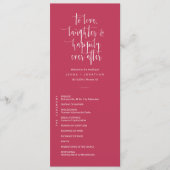 Elegant Viva Magenta Minimale QR Code Weddenschap  Programma (Voorkant)