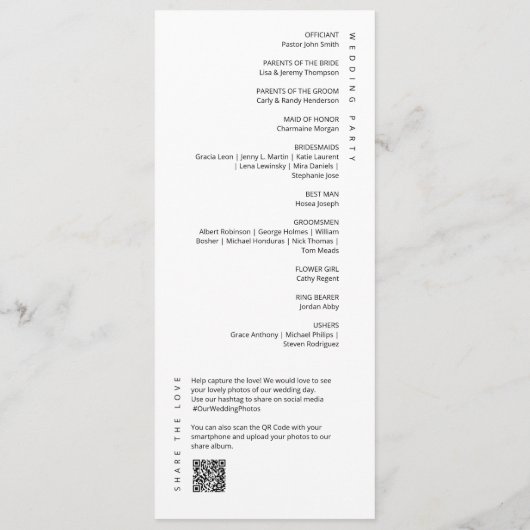 Elegant Viva Magenta Minimale QR Code Weddenschap  Programma (Achterkant)