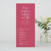 Elegant Viva Magenta Minimale QR Code Weddenschap  Programma (Staand voorkant)