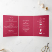 Elegant Viva Magenta Script Weddenschap Drieluik Uitnodiging (Binnen)
