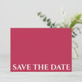 Elegant Viva Magenta Simple Minimalist Weddenschap Save The Date (Staand voorkant)