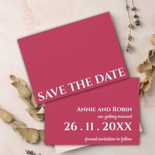 Elegant Viva Magenta Simple Minimalist Weddenschap Save The Date
