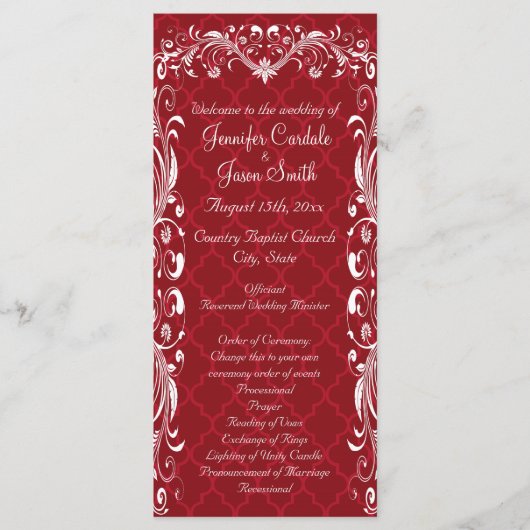 Elegant Vlaamse Rood Wedding Programma's (Voorkant)