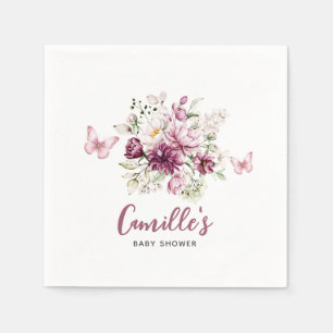 Elegant vlinder Baby shower bloemig Servet