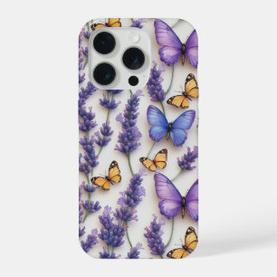 Elegant vlinder- en lavendelontwerp iPhone 15 pro hoesje