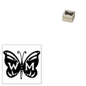 Elegant Vlinder Monogram, Bruiloft Rubberstempel (Gestempeld)