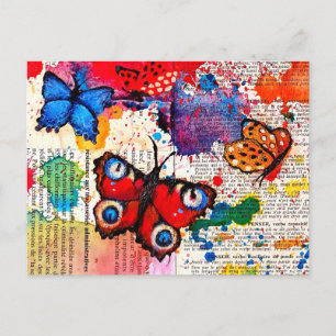 Elegant Vlinder Schilderij Waterverf Boek Briefkaart