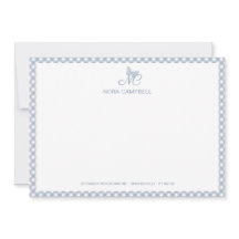 Elegant vlindermonogram Dusty Blue Gingham