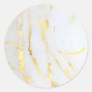 Elegant Voeg uw tekst toe Gouden Marmer Lege Sjabl Ronde Sticker