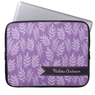 Elegant voegt haar naam Paars en Lavender Leaves t Laptop Sleeve