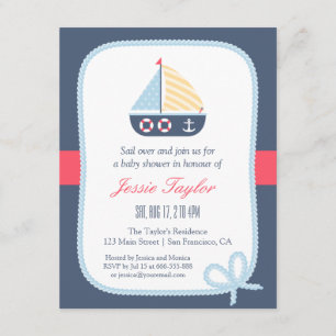 Elégant voilier Nautical Baby Shower Invitations