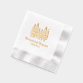 Elegant voor bomen Trouwpaar Naam Datum Folie Servetten (Links)