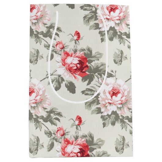 Elegant voorjaar roos bloemmotief medium cadeauzakje (Voorkant)