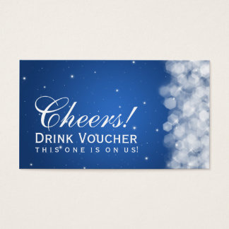 Élégant Voucher de boisson Fête Étincelante Bleu