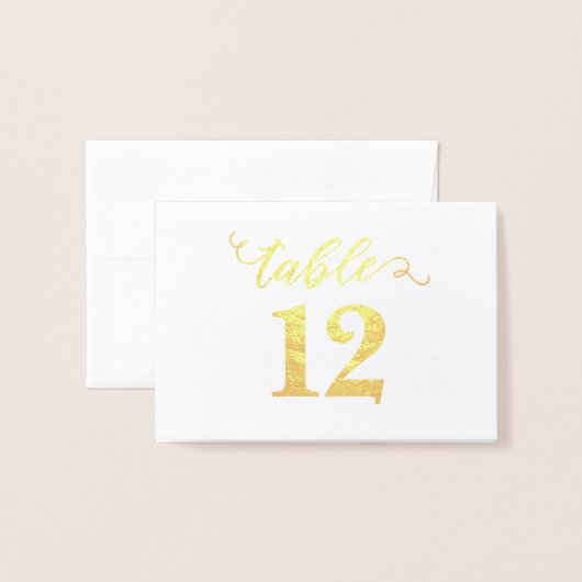 Elégant VRAI FOIL Gold Mariage Numéros de table Pe (Derrière avec enveloppe)
