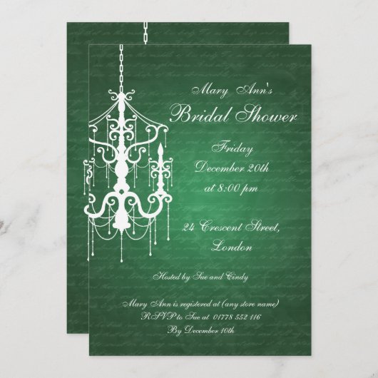 Elegant Vrijgezellenfeest Chandelier Emerald Green Kaart (Voorkant / Achterkant)