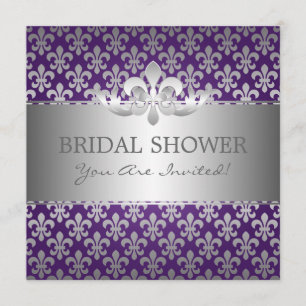 Elegant Vrijgezellenfeest Fleur De Lis Paars Kaart