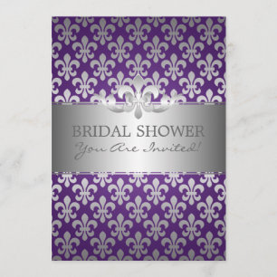 Elegant Vrijgezellenfeest Fleur De Lis Paars Kaart