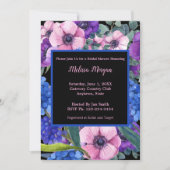 Elegant Vrijgezellenfeest Floral Blue Paars Pink Kaart (Voorkant)