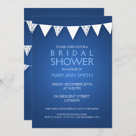 Elegant Vrijgezellenfeest Love Bunting Blue Kaart (Voorkant / Achterkant)