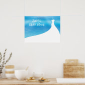 Elegant Vrijgezellenfeest Poster blauwe waterverf (Keuken)