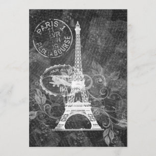 Elegant Vrijgezellenfeest Romantic Paris Black Kaart