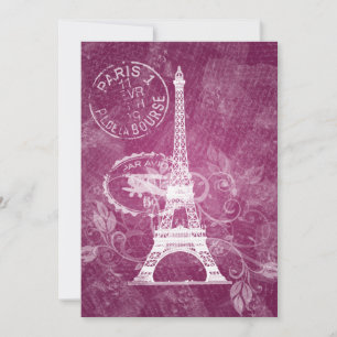 Elegant Vrijgezellenfeest Romantic Paris Pink Kaart