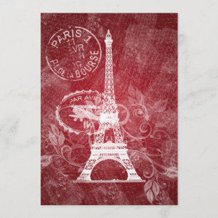 Elegant Vrijgezellenfeest Romantic Paris Red Kaart