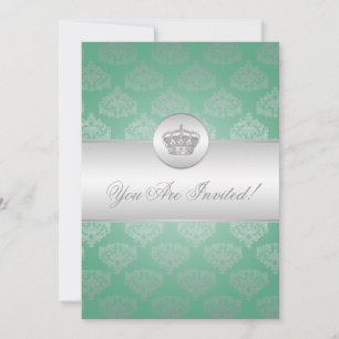 Elegant Vrijgezellenfeest Royal Crown Mint Green Kaart