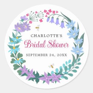 Elegant Vrijgezellenfeest Wildflowers Floral Garla Ronde Sticker