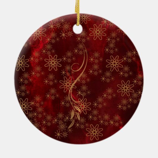 Elegant vrolijk en helder foto rood goud keramisch ornament (Achterkant)