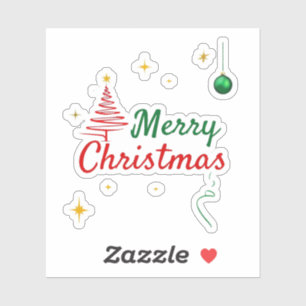 Elegant vrolijk kerstboom vakantie ontwerp sticker