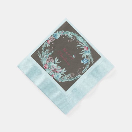 Elegant Vrolijk Kerstfeest Bloemen Bruin Servet (Hoek)