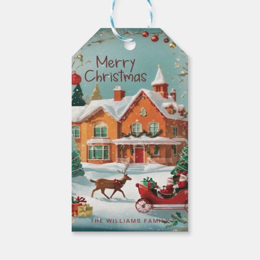 Elegant  Vrolijk Kerstfeest Cadeaulabel (Achterkant)