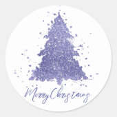 Elegant Vrolijk Kerstfeest | Charming Paarse Tree Ronde Sticker (Voorkant)