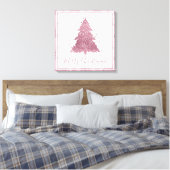 Elegant Vrolijk Kerstfeest | Dusty Mauve Pink Tree Canvas Afdruk (Insitu (Slaapkamer))