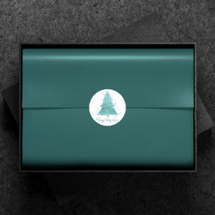 Elegant Vrolijk Kerstfeest Luxe Aqua Mint Custom Ronde Sticker