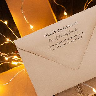 Elegant Vrolijk Kerstmis Familie Retouradres Rubberstempel
