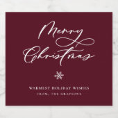 Elegant Vrolijk Kerstmis Script Bourgondië Vakanti Sparkling Wijnetiket (Enkel label)