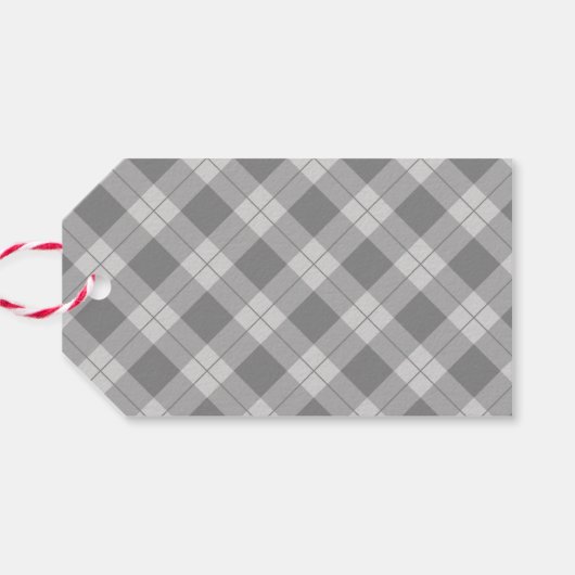 Elegant Vrolijk Kerstmis Script Grijs Plaid Vakant Cadeaulabel (Achterkant Horizontaal)