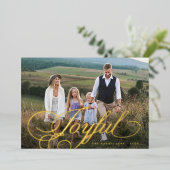 Elegant vrolijk script kerstfoto folie feestdagenkaart (Staand Voorkant)