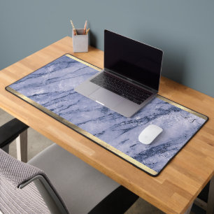 Elegant Vrouwelijk Goud Paarse Blauw Marmeren Mono Bureaumat