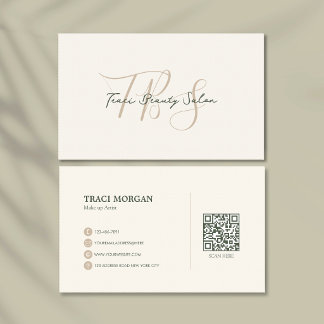 Elegant Vrouwelijk Schrift Crème Salie Groene QR-c Visitekaartje