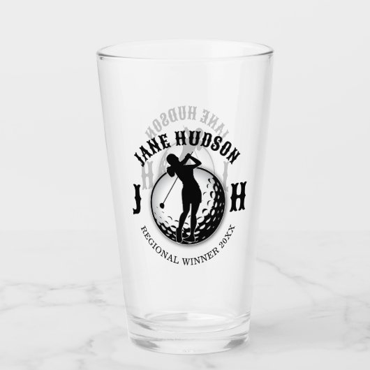 Elegant Vrouwen Golf Monogram Ontwerp Glas (Voorkant)