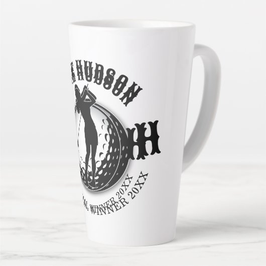 Elegant Vrouwen Golf Monogram Ontwerp Latte Mok (Rechterhoek)